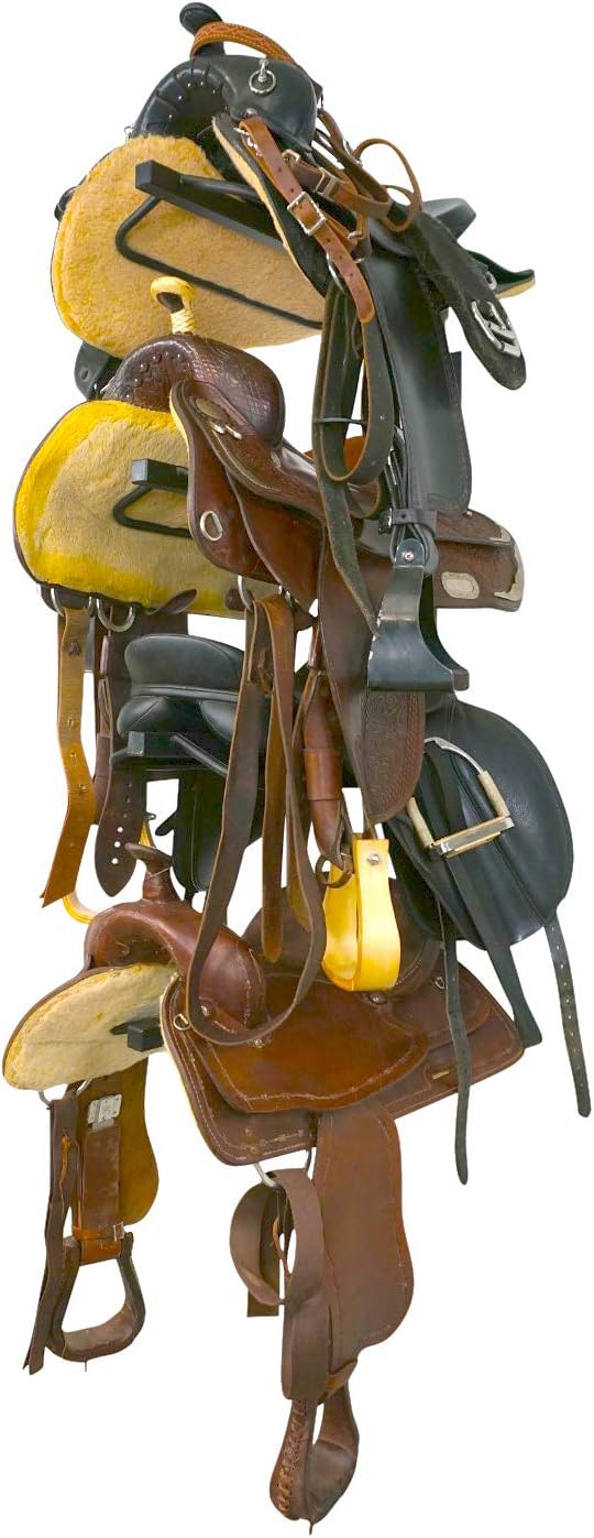StoreYourBoard Horse Saddle Storage Rack, Wall Mounted Equestrian Saddle Holder, Holds 4 Western and English Saddles
