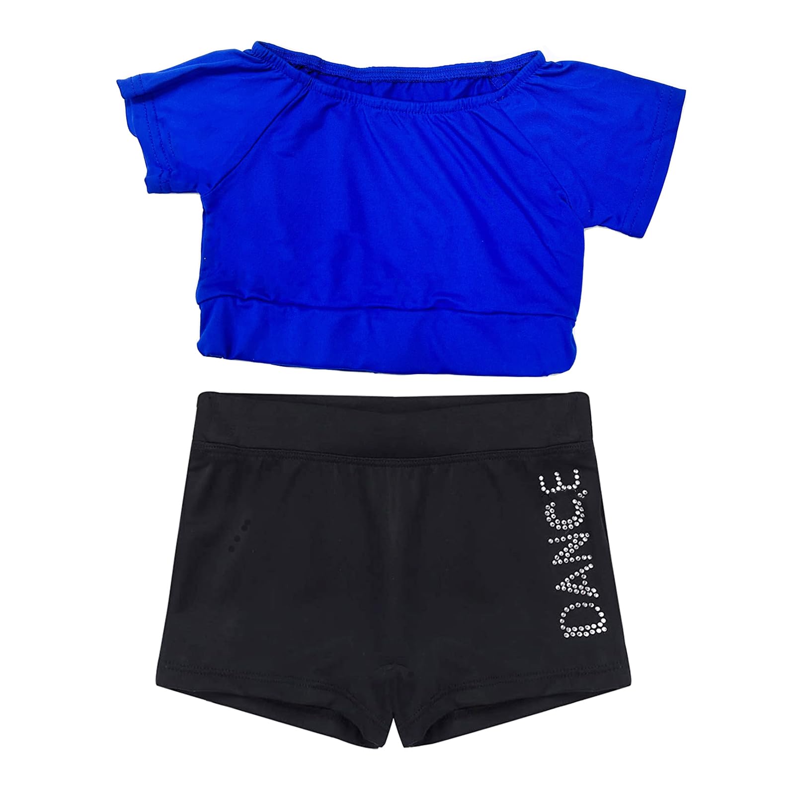 TACKTIMES 2Pcs Girls Sleeveless Crop Top with Shorts Outfit Set for Athletic Leotard Dancing Swimming Gymnastics Dancewear