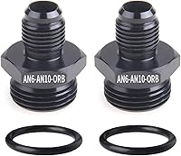 Vista 13 de 10AN Flare to 10AN ORB Macho O-ring Boss Bomba de combustible Adaptador de riel de aluminio negro 2PCS