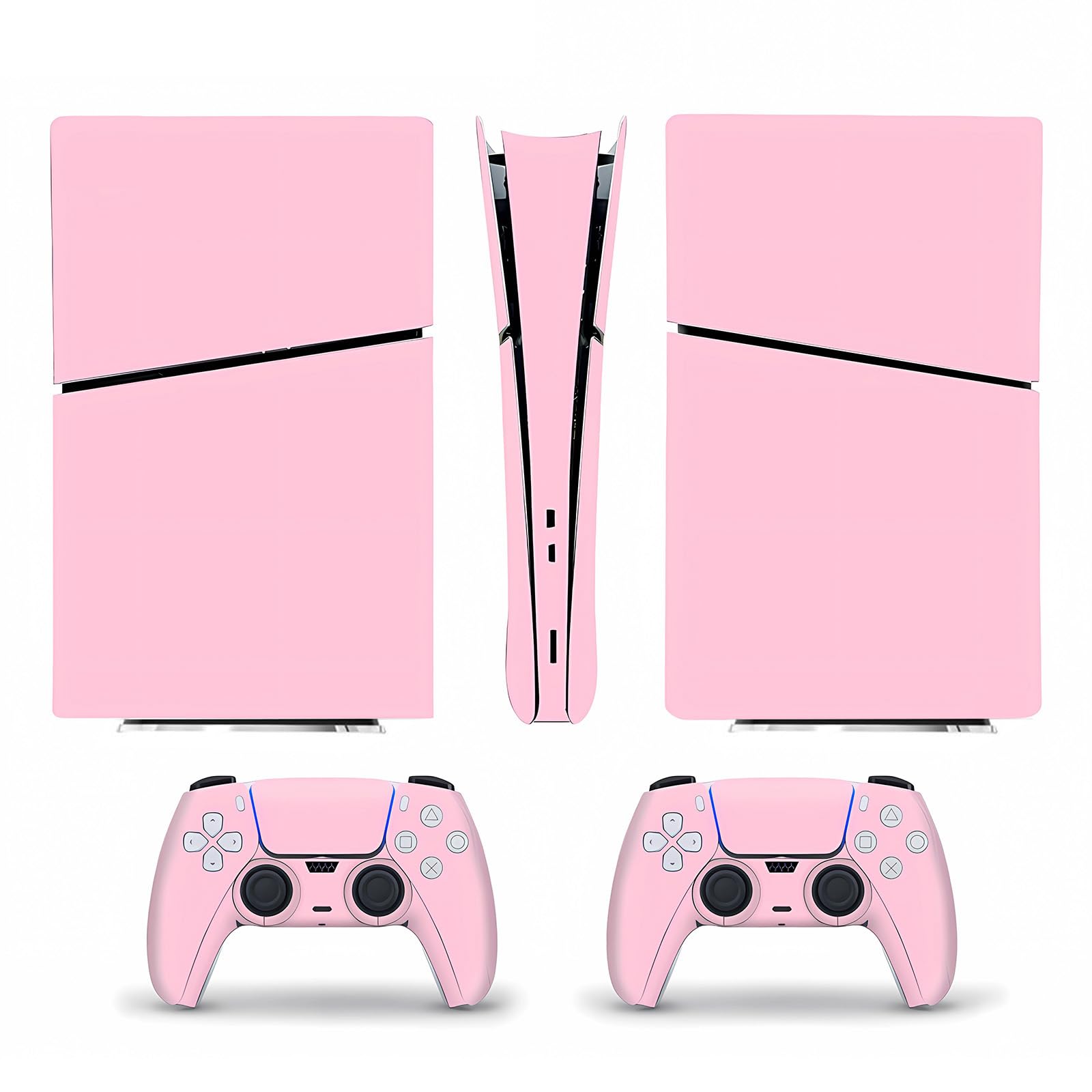 PS-5 Slim Digital Edition Version Skin Stickers Controller Console Decal Cover Pink 5 Station Play Accessories Decor Vinyl Wrap Bubble-Free & Easy to Apply