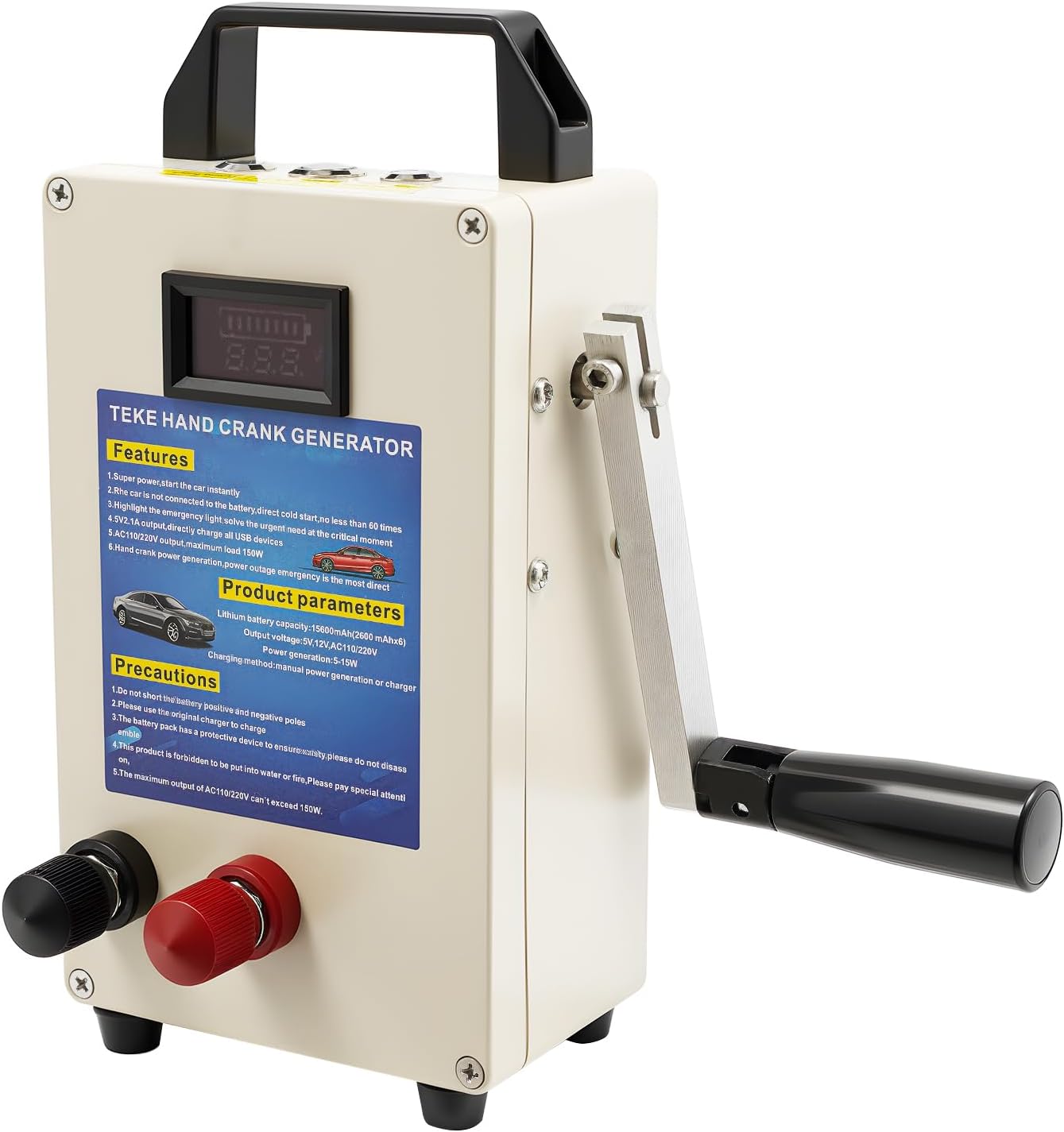 Hand Crank Generator, Emergency Manual Dynamo Generator with 3 Types Power Supply, Manual Power Generation/Charger Hand Generators Crank for Home Camping Outdoor Smartphone Charger