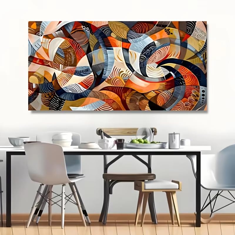 Tableau abstrait moderne texturé 70x120 cm pour décoration de salon