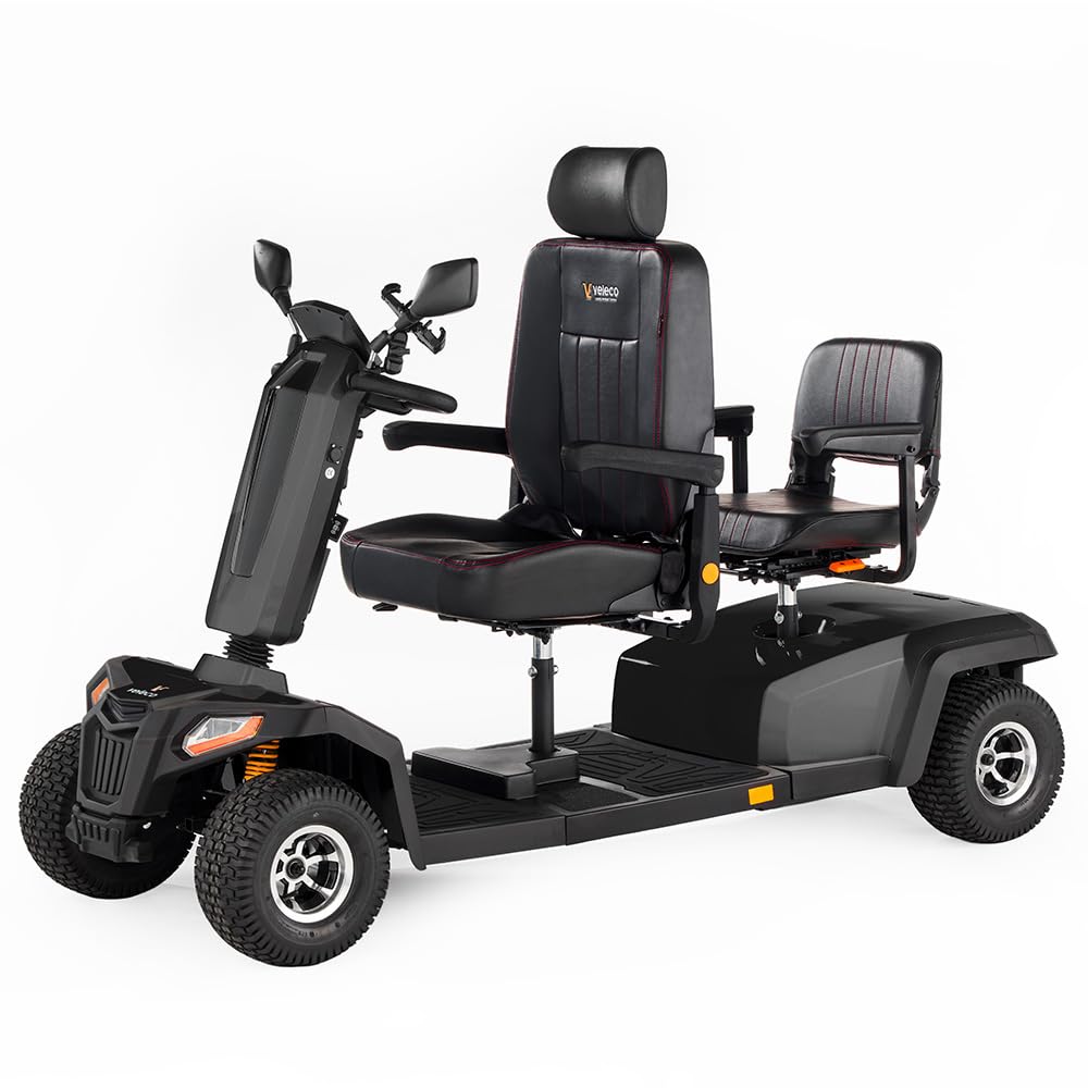 VELECO SHARPY TWIN – Vehículo eléctrico de cuatro ruedas y dos asientos con potente motor y batería de larga duración. (Negro)