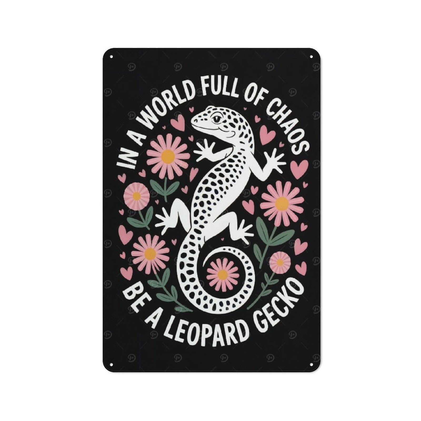 Junmoney Style-20 Leopard Gecko In A Chaotic World Vintage Metal Sign 30X20cm, Vintage Bistro Wall Plaque For Coffee Bar, Small Shop Or Dining Room