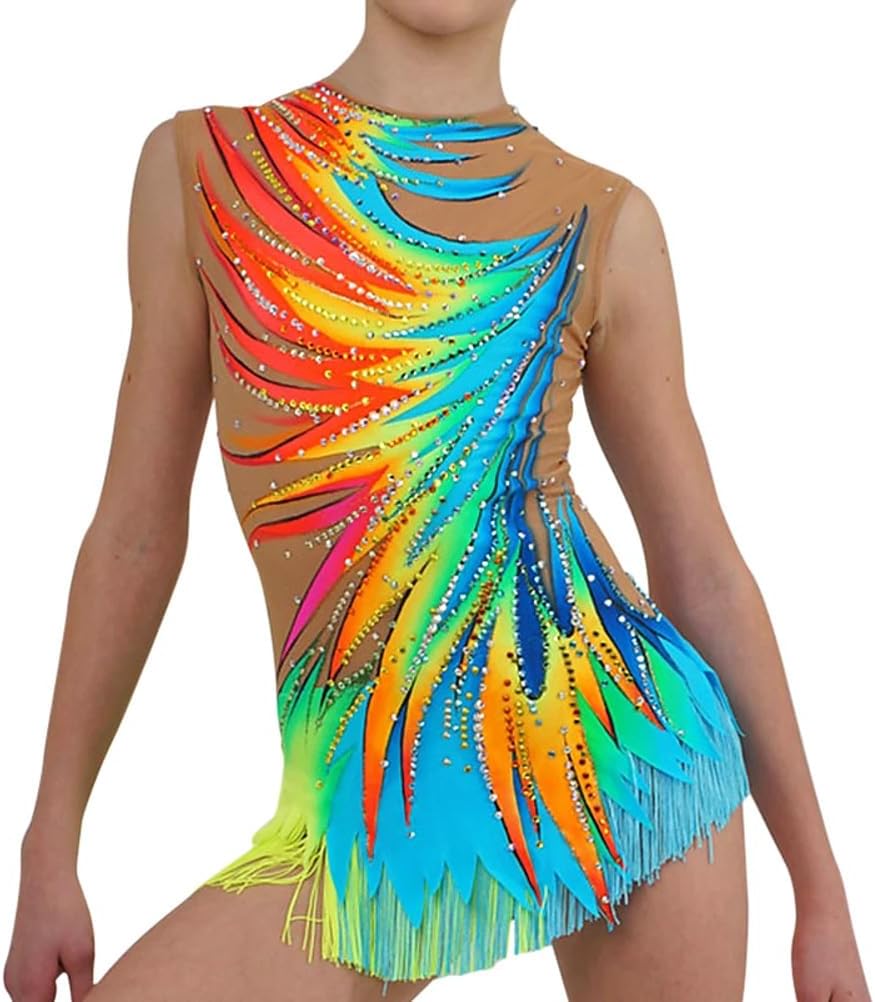 Girls Rhythmic Gymnastic Clubs Leotards Artistic Competition Dresses Teens Team Wear Sport Activewear Sportswear