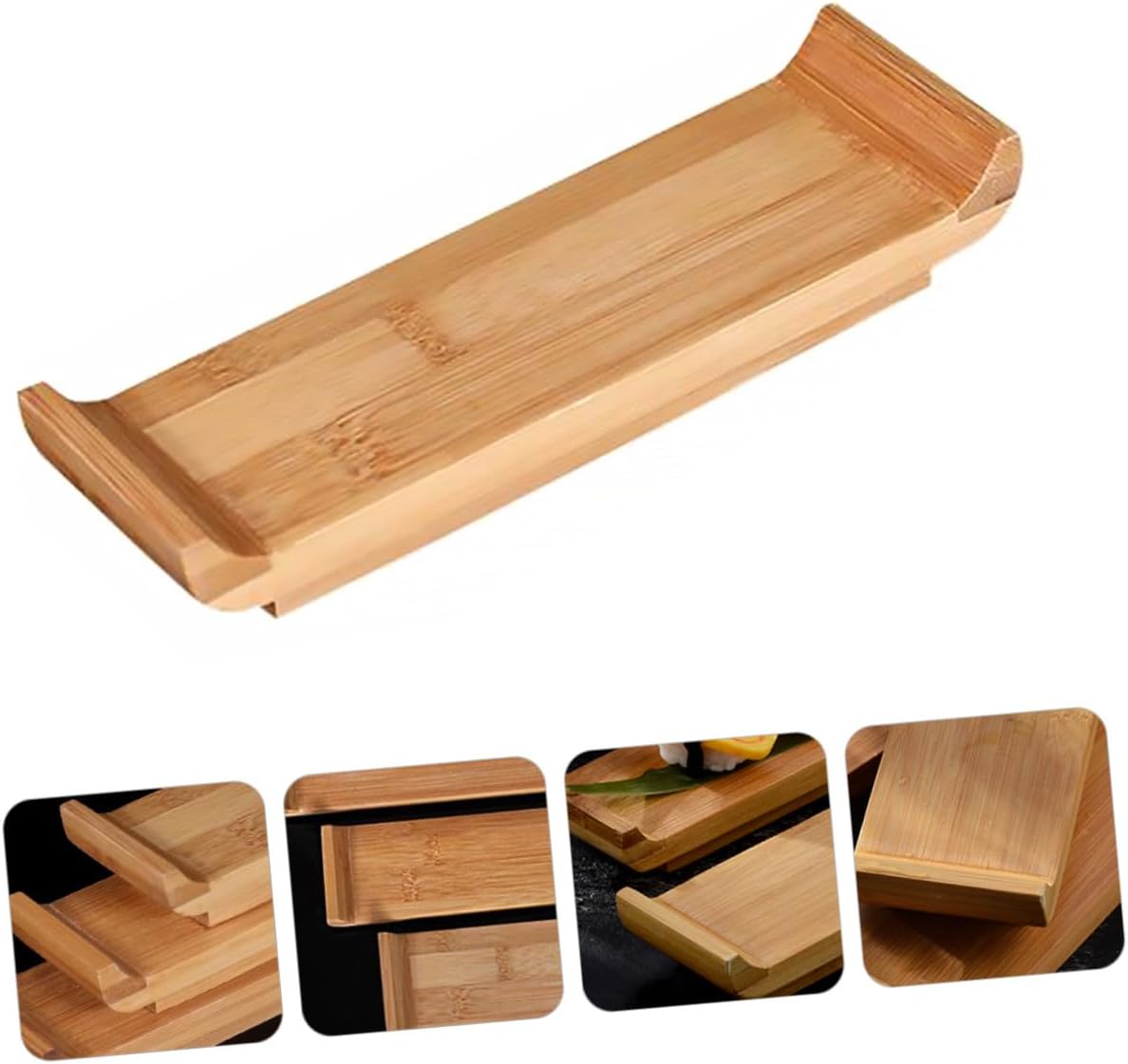 UPKOCH Restaurant Sushi Plate Xmas Bamboo Sushi Serving Tray for Hotel