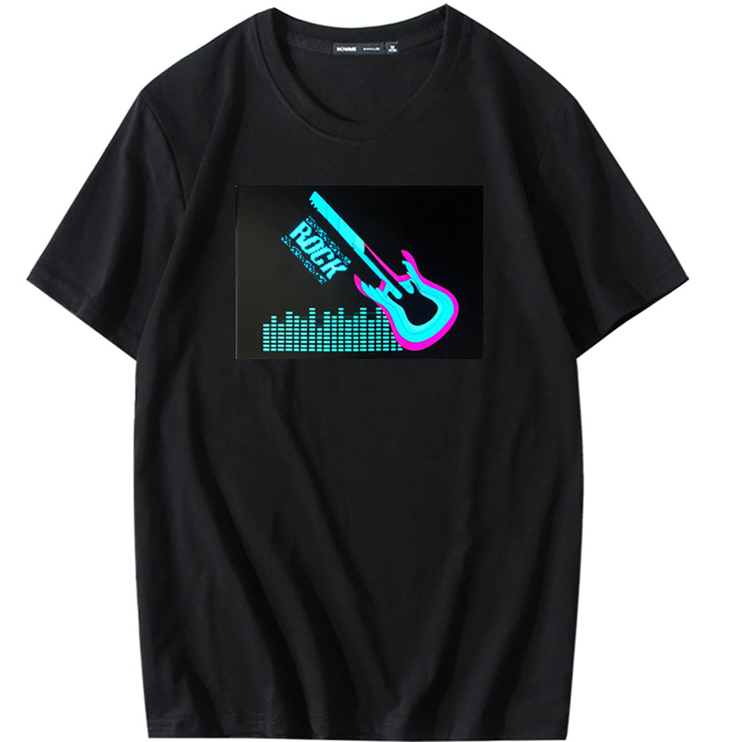 LED Equalizer Flashing T-Shirt Sound Activated Black Shirt for Kids Mens Gifts(XS, No14)