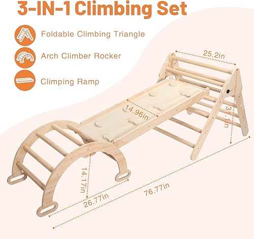 Miniatura 2 de Juguetes de escalada de madera 5 en 1 para niños pequeños  Triángulo de escalada plegable, escalador de arco, rampa de escalada  Juguetes Montessori