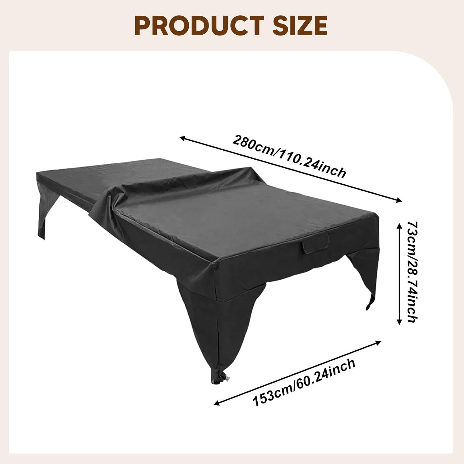 Colaxi Ping Pong Table Cover Sheet Rainproof Weatherproof Ping Pong Accessory Waterproof Indoor Outdoor Table Tennis Desk Rain Cover, Black