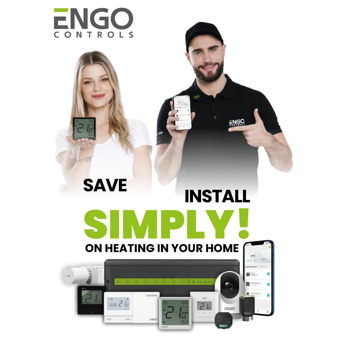 ENGO Sterowanie wielostrefowe bezprzewodowe podpodłogowe UFH Smart Control Pack Zigbee Wifi Gateway, centrum okablowania, 2-6 inteligentnych termostatów (czarny, 4, strefy)