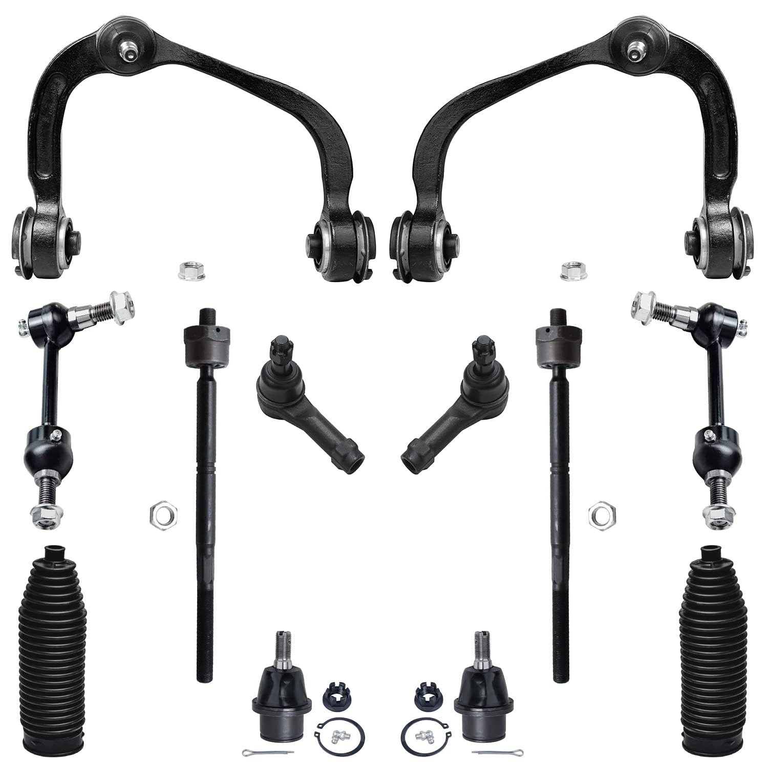 DETROIT AXLE4WD Front Upper Control Arms w/Lower Ball Joints Sway Bars Tie Rod Ends w/Boots Replacement for 2004-2005 Ford F-150