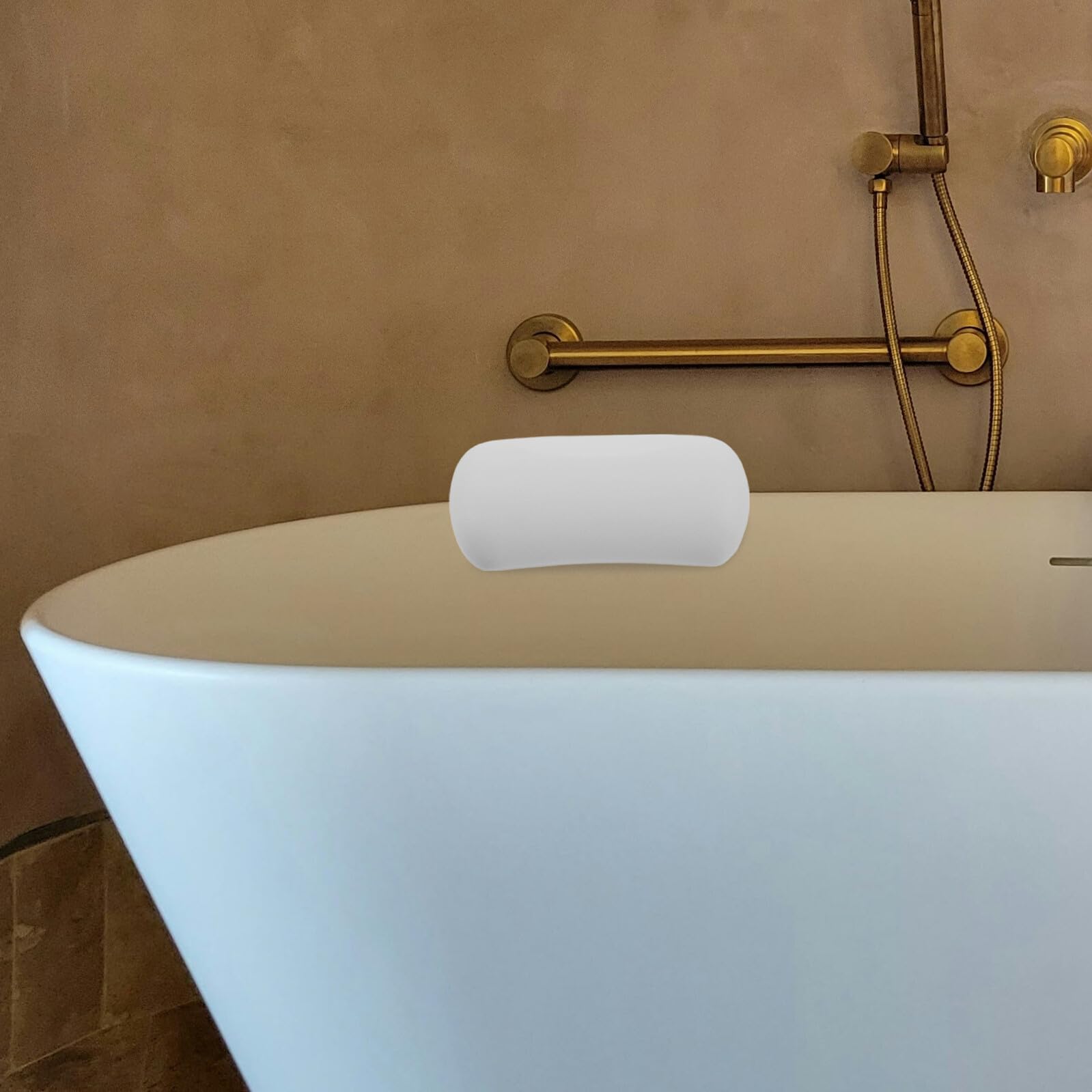 Cuscino da Vasca da Bagno in Silicone con Ventose, Bianco | Supporto Testa Stabile, Leggero e Confortevole, per Spa e Viaggio, Pu e Silicone
