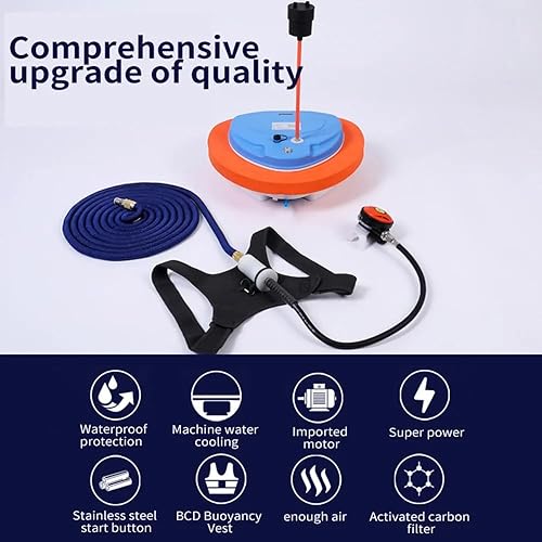 Miniatura 4 de Sistema de ventilador de buceo de 5 horas con soporte de máscara, equipo de buceo, juguetes de buceo, bomba de aire flotante/tanque con tubo