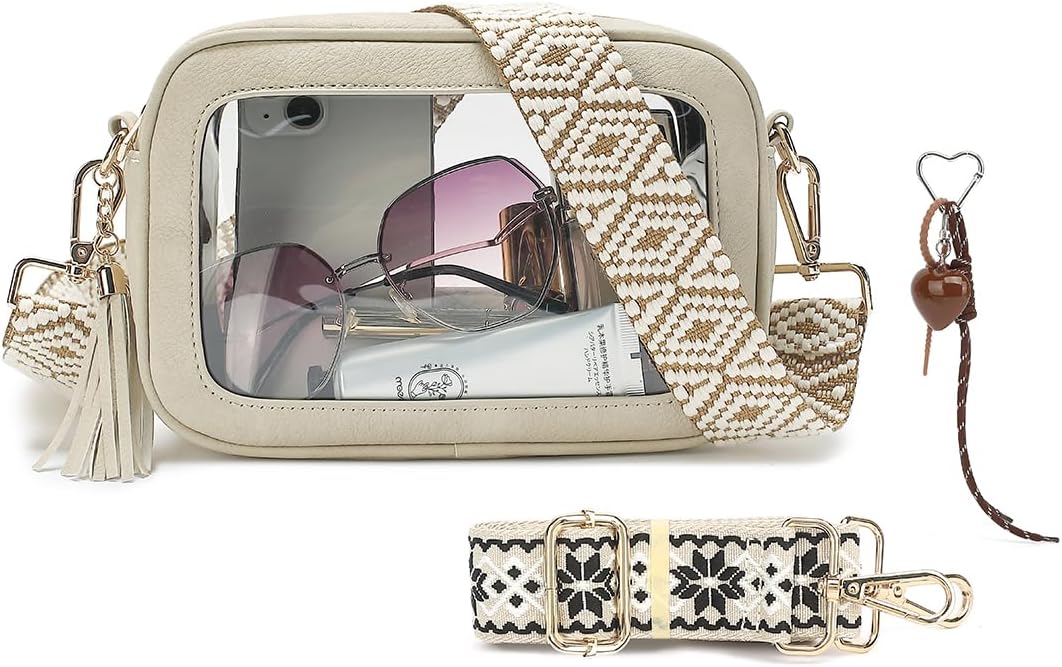LOXOMU Clear Stadium Bags for Women, Small Clear Crossbody Bag Stadium Approved, Cute Clear Stadium Purse for Concerts