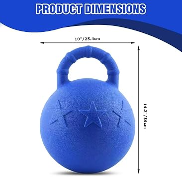 2 Pack 10 Inch Horse Herding Ball with Handle Horse Toys Equine Ball for Entertainment & Interactive Play, Stall Boredom Relief, Blue