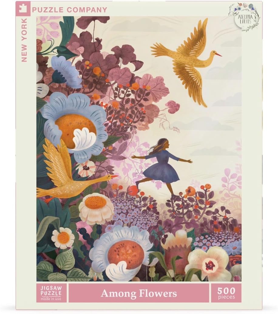 New York Puzzle Company - Adelina Lirius Among Flowers - 500 Piece Jigsaw Puzzle for Adults by Adelina Lirius
