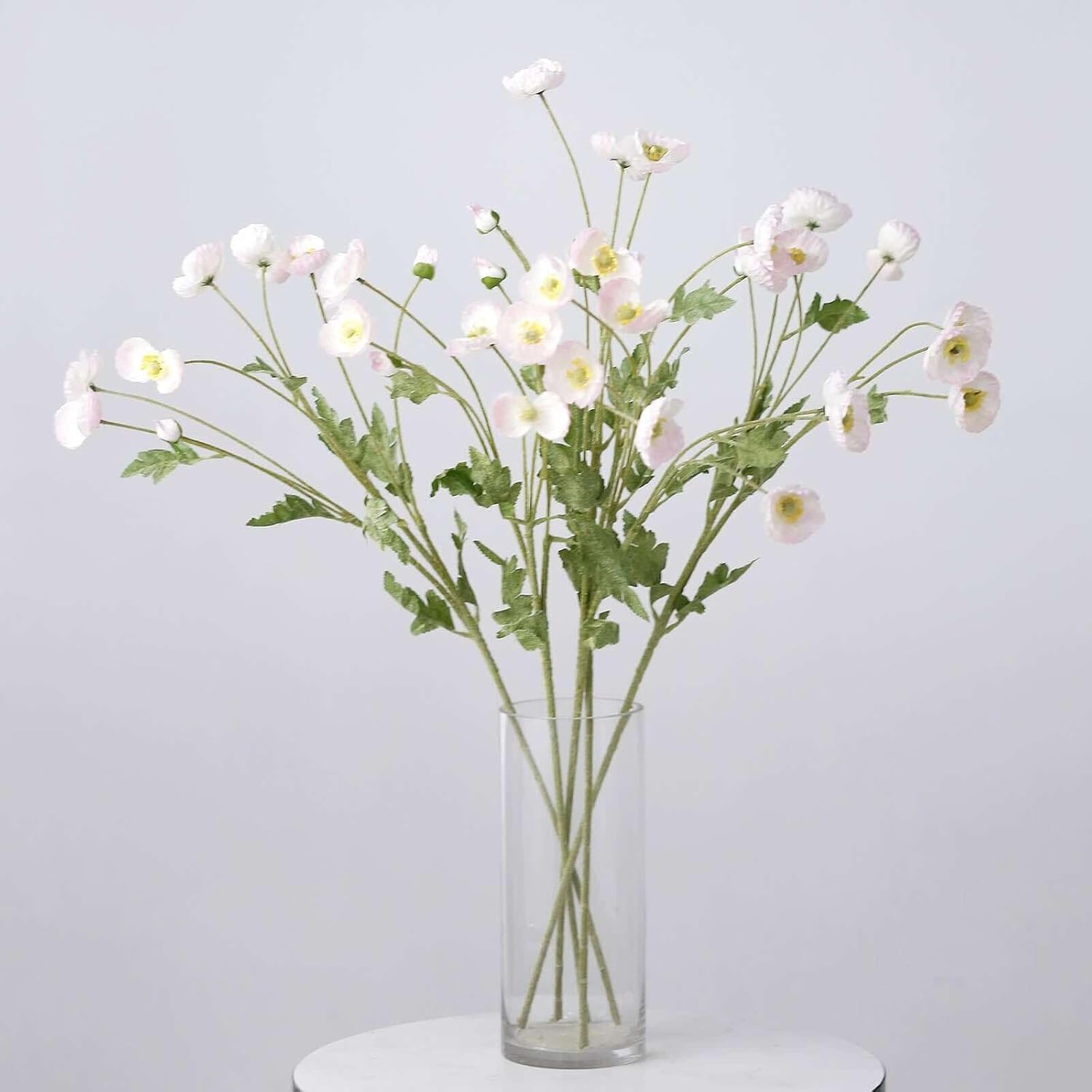 Efavormart 2 Bushes 33 inch Long Stem Blush Rose Gold Silk Poppy Flower Sprays, Modern Luminous Faux Floral Accents for Glamorous Interiors and Event Staging