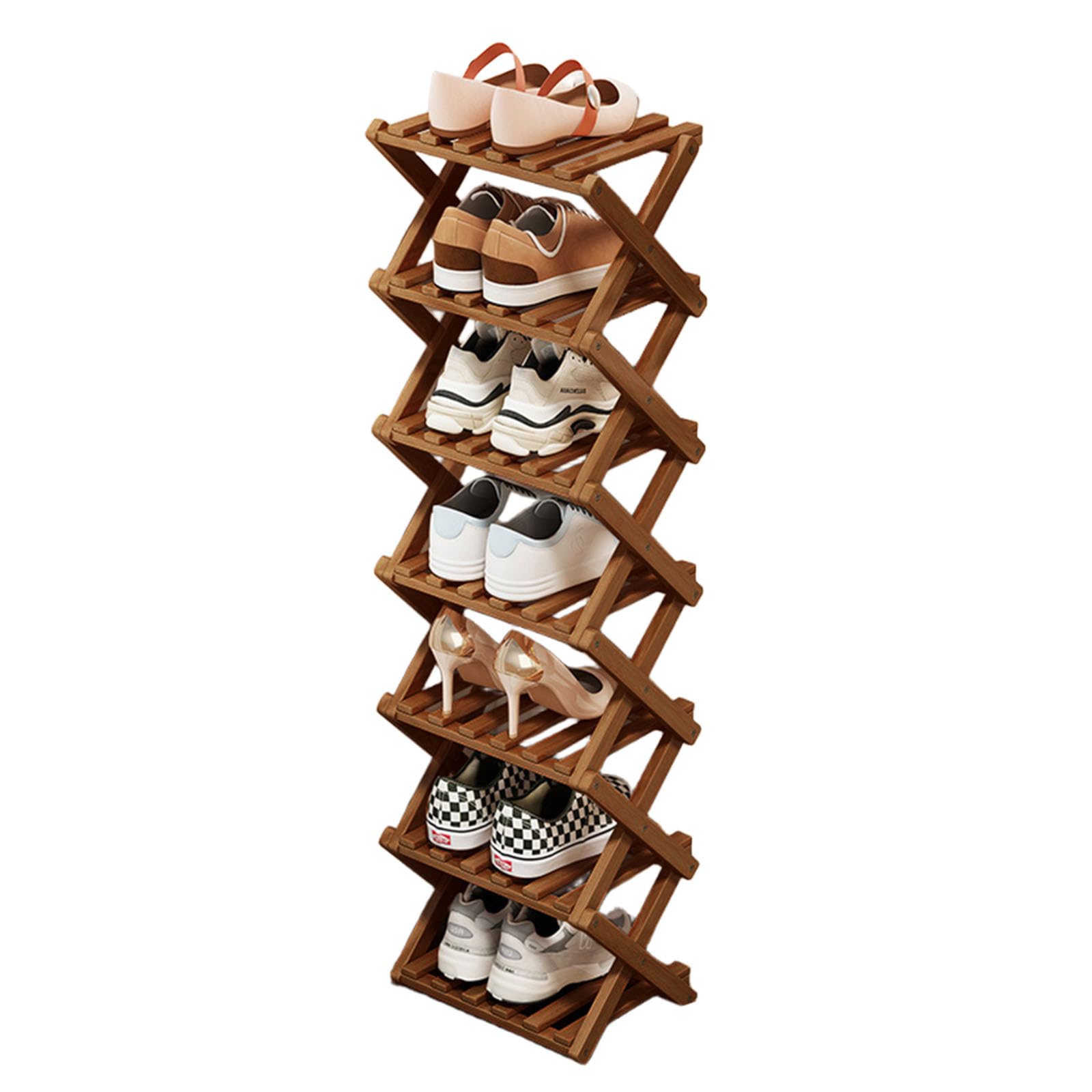 yyw bamboo shoe rack for entryway, free standing shoe racks shelf closet, widen foldable vertical shoe storage organizer for living room