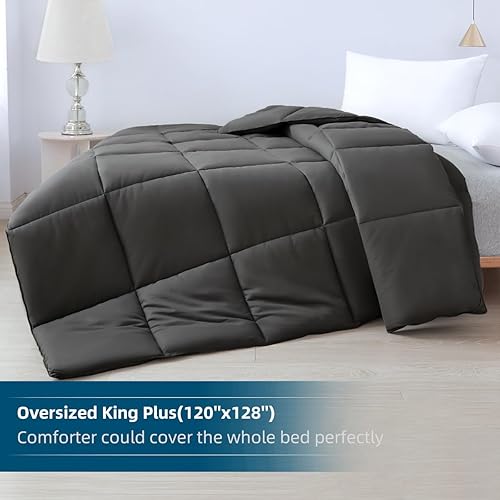 Miniatura 3 de Edredón suave de gran tamaño King Plus de 120 x 128 pulgadas relleno de edredón alternativo ligero con 8 pestañas en las esquinas edredón reversible