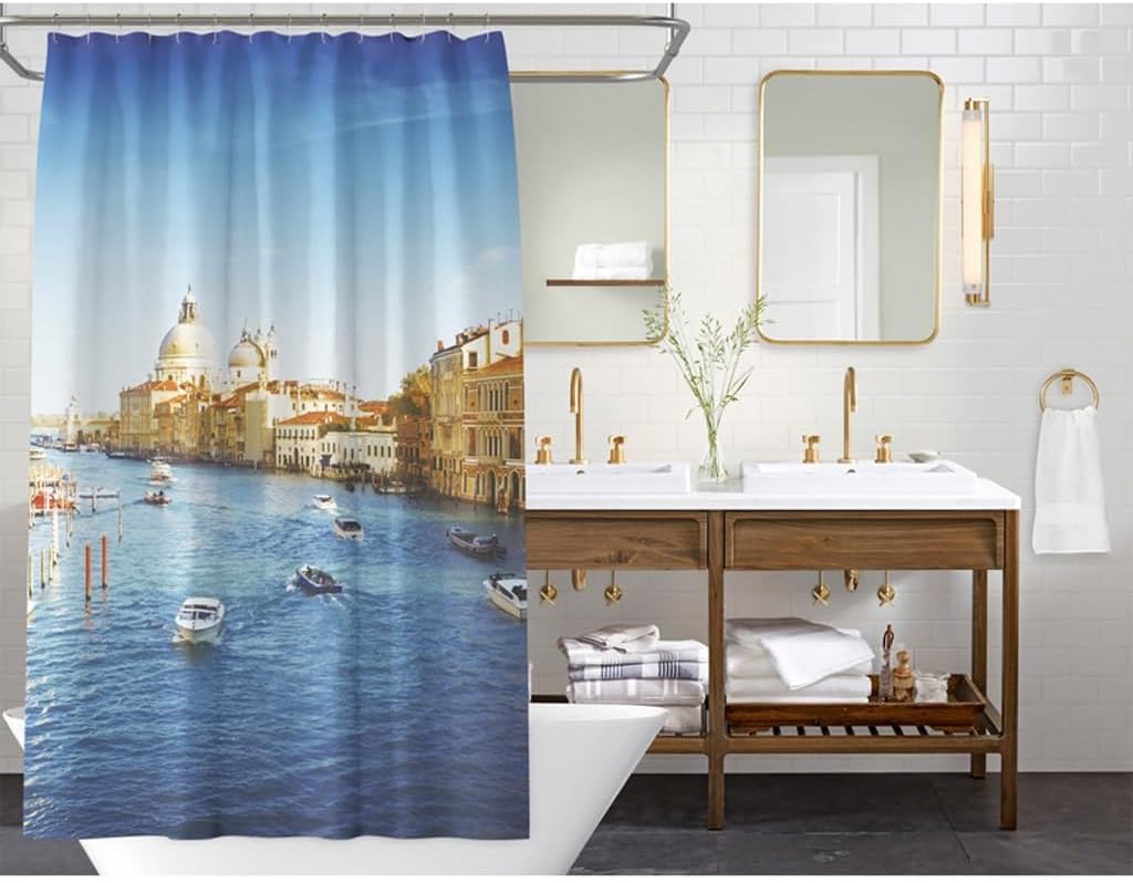 Shower Liner Shower Curtain Bath Shower Curtain Nordic Style Shower Curtain Polyester Cloth Shower Curtain Bathroom Partition Curtain with Hook Suitable for Bathroom (Size : W150xH180cm) ()