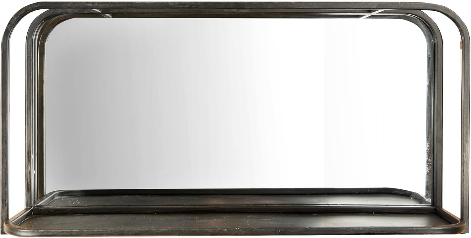 Creative Co-Op Rectangle Accent Mirror with Black Metal Frame & Shelf (EC0183)
