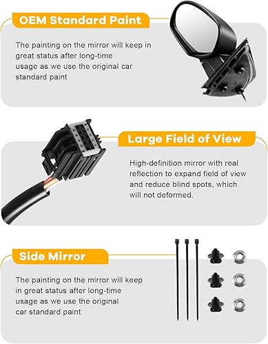 Miniatura 7 de Un par de espejos laterales de repuesto para Chevy Avalanche Silverado Suburban Tahoe para GMC Sierra Yukon plegable manual, potencia de