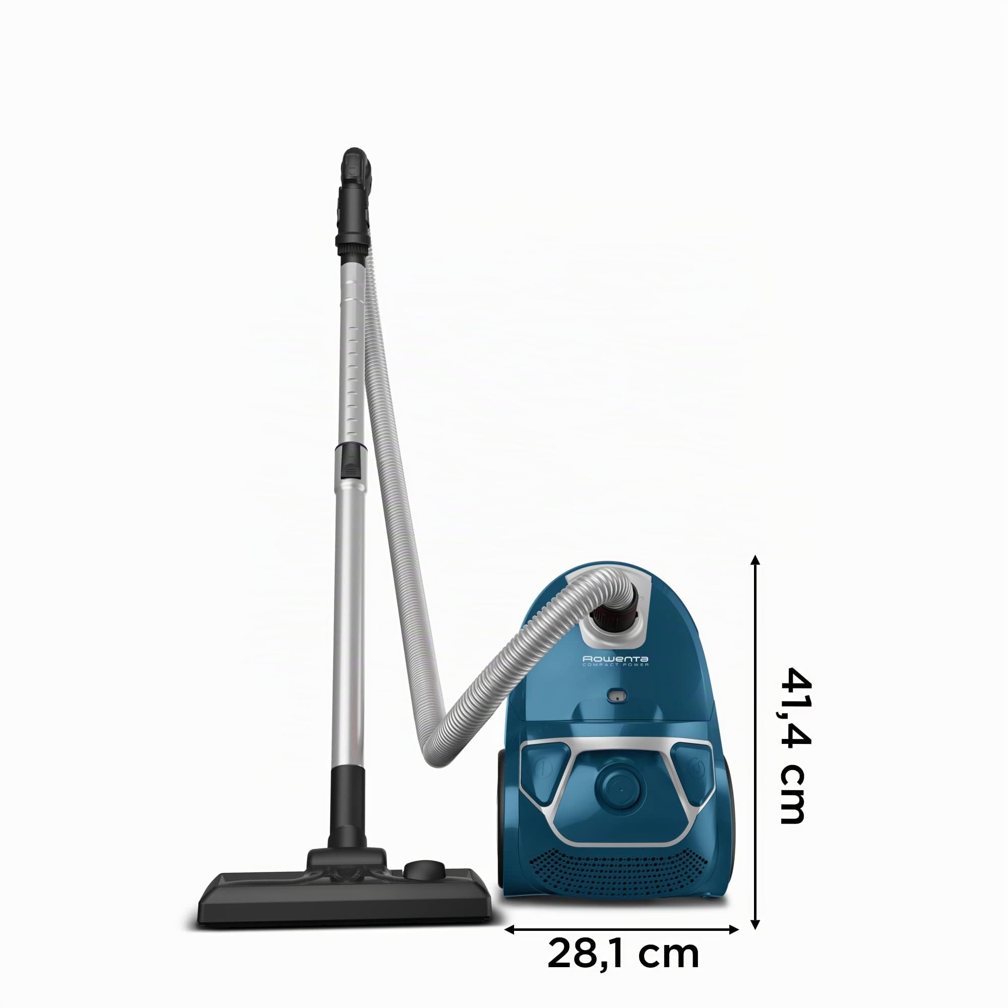 Rowenta RO3950 Compact Power Aspirapolvere con Sacco Compatto, Elevate Prestazioni, Ottima filtrazione, Filtro Permanente, Ottima Efficienza Energetica, Facile da Usare e Trasportare, Azzurro