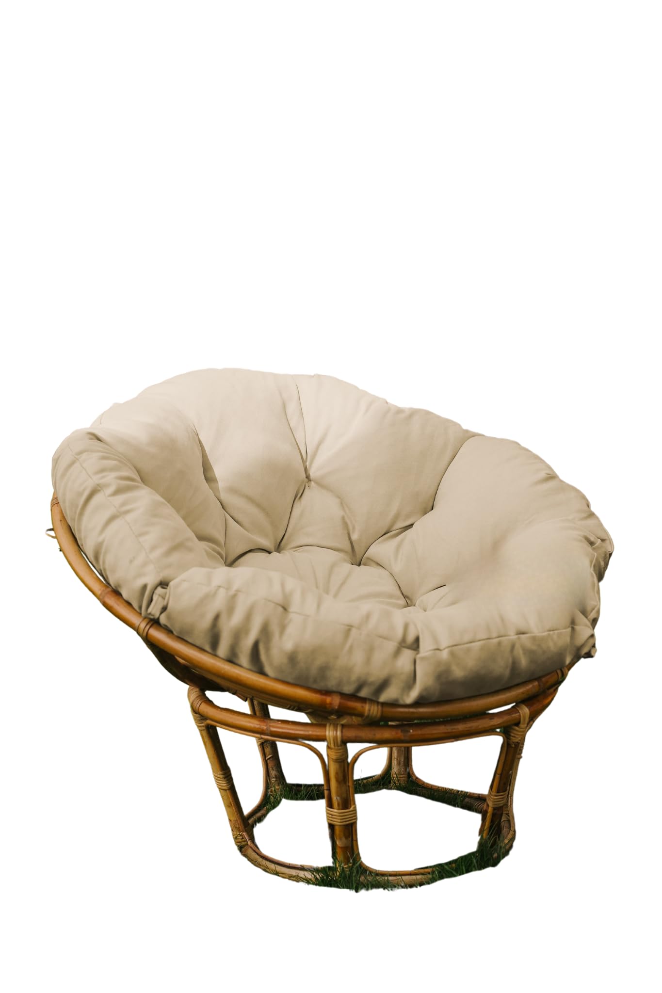 chilly pilley Papasan Papasan Sillón Ratán Cojín para Sillón Cojín para Sillón Cojín para Jardín Cojín para Asiento Acolchado con Lazos Redondos (120cm, Crema)