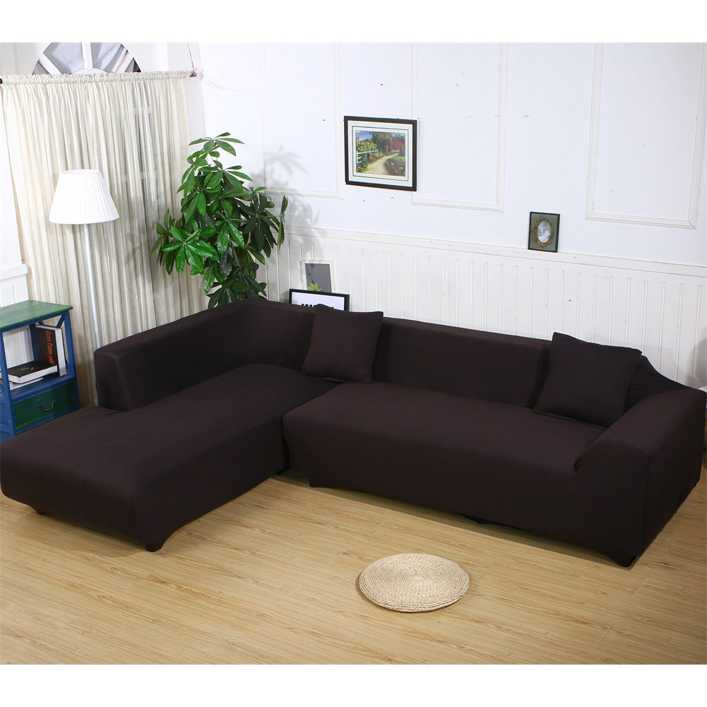 1 2-3-4-osobowa sofa pokrowiec gruby pokrowiec na sofę czysty kolor rozciągliwy ochraniacz na sofę antypoślizgowy łatwe dopasowanie elastyczny materiał stretch kanapa narzuta (ciemna kawa, 4-osobowa (23-31 cali)