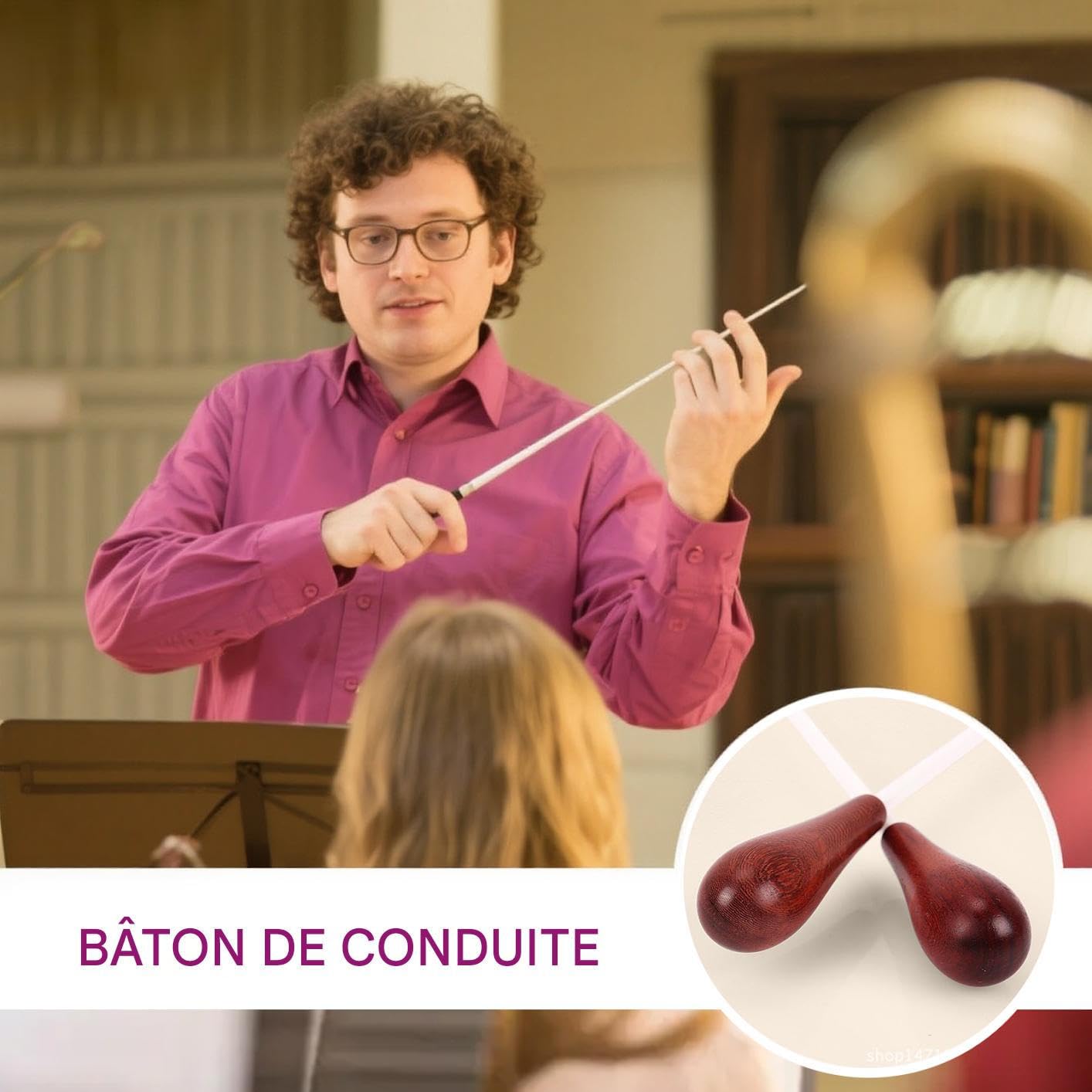Bâton De Chef D'Orchestre Avec Manche En Bois | De Directeur Musical,Conception Ergonomique et Prise en Main Sûre pour Orchestre de Marche et Cours de Tambour