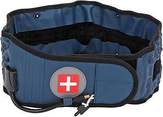 Cinto de descompressão lombar, cinto traseiro de descompressão profissional suporte lombar inflável melhora a dor com inflador para discos degenerativos para caminhada(Azul)