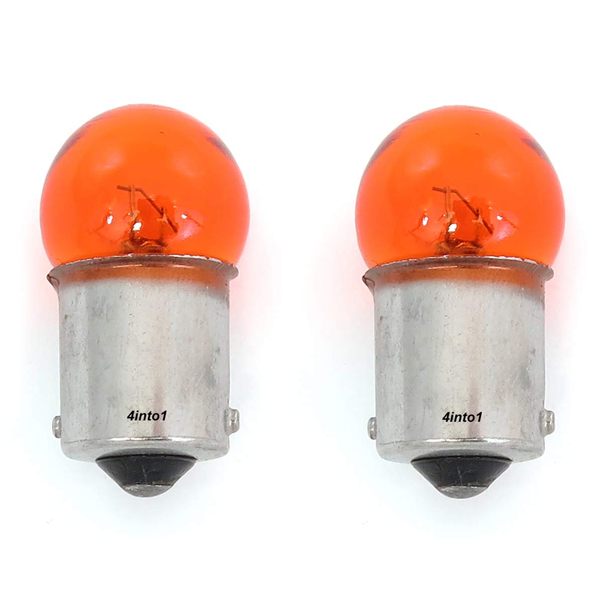 2 Pack - Mini 1156 Turn Signal Brake Light Automotive Bulbs - Single Filament - Amber BA15S