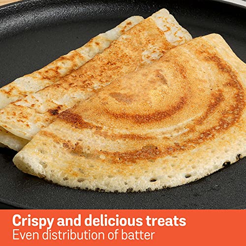 Image of Meyer Pre-Seasoned Cast Iron Flat Dosa /Roti /Chapati Tawa Pan with 2 Side Handle, Dosa Kallu, Iron Tawa Big Size | Gas and Induction Compatible | 30cm, Black