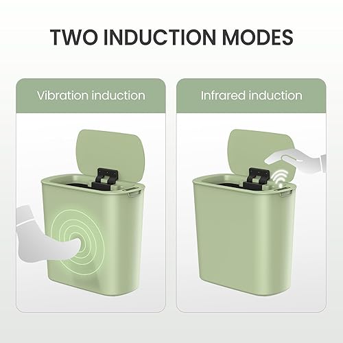 Miniatura 6 de Cesun Cubo de basura automático con sensor de movimiento para baño con tapa, cubo de basura sin contacto de 2.6 galones, cubo de basura delgado de