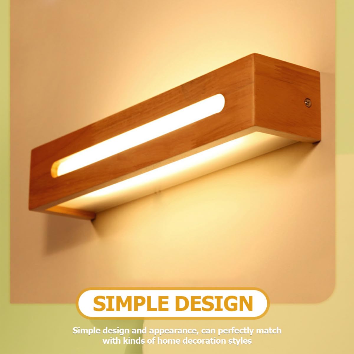LED Spiegel Wandleuchte aus Massivholz, Modern, für Bad und Waschtisch | LED Chips, Schlichte Form, Wandmontage über Spiegel, Geeignet für Schlafzimmer und Klinikbetten