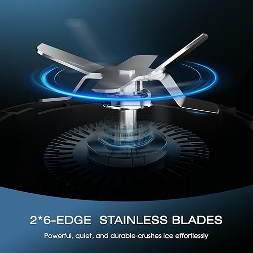 Miniatura 5 de Nahida Licuadora para batidos, licuadora de batidos de 1200 W para triturar hielo, licuadoras con (2) cuchillas de 6 aletas, licuadoras personales