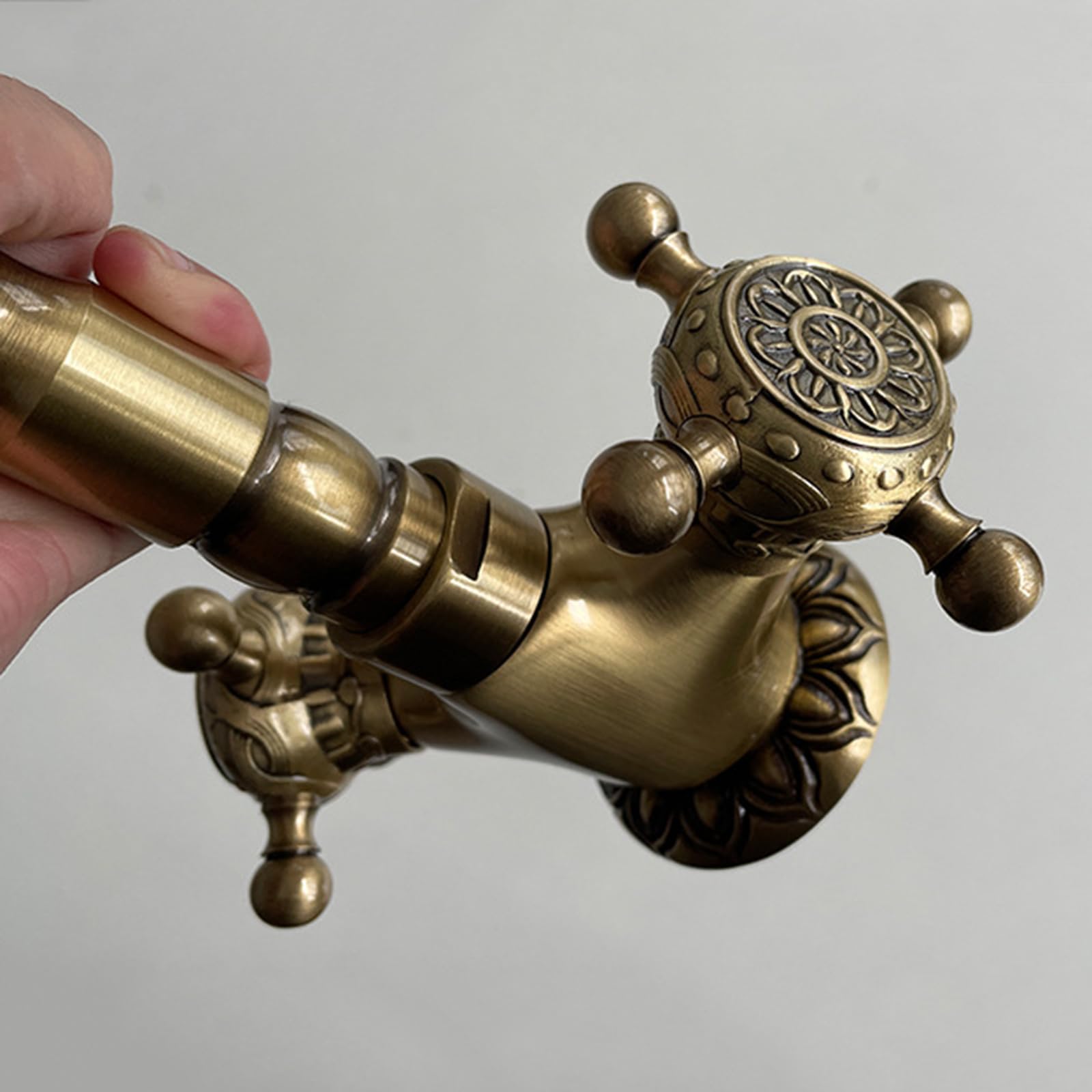 BiaoTeng Grifo de Baño Doble Mando Cruzada Frio y Caliente, de Latón 1 Orificio Vintage Grifo de Lavabo Retro Grifo Baño Antiguo