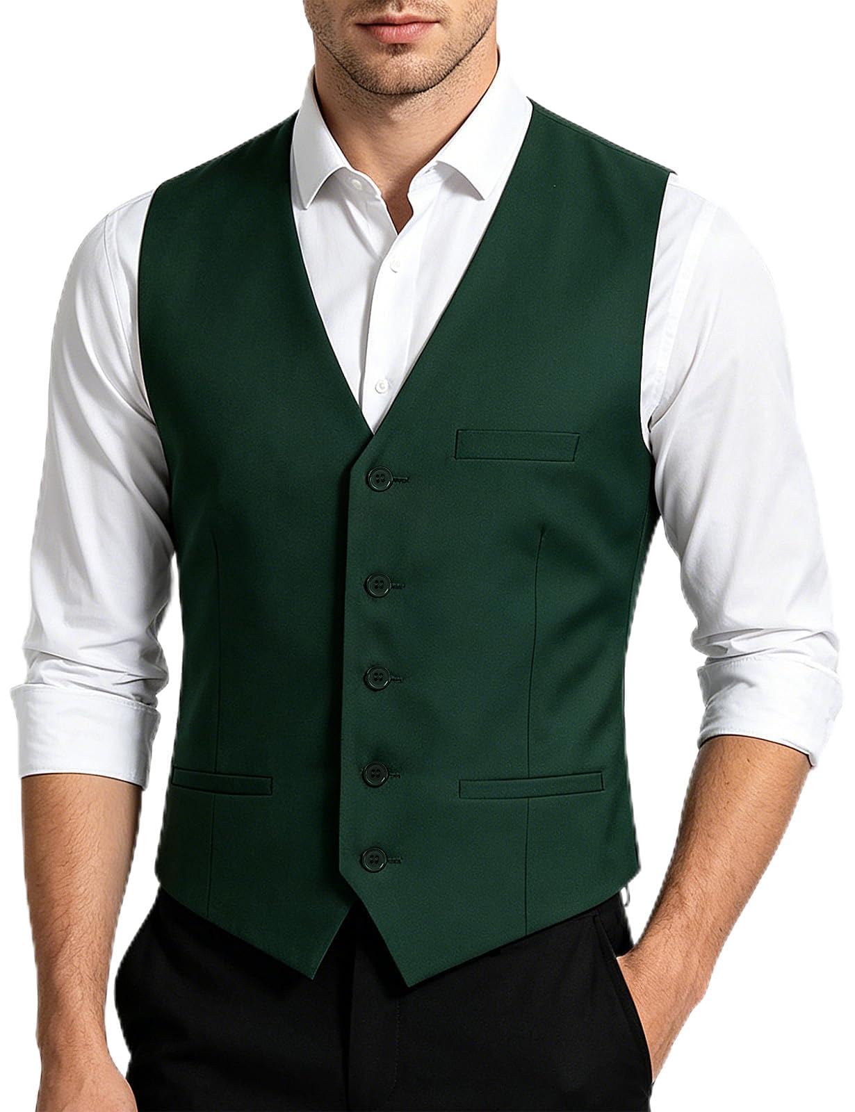 mintgreen Chaleco de los hombres traje formal de un solo pecho estrecho corte sólido chaleco de boda