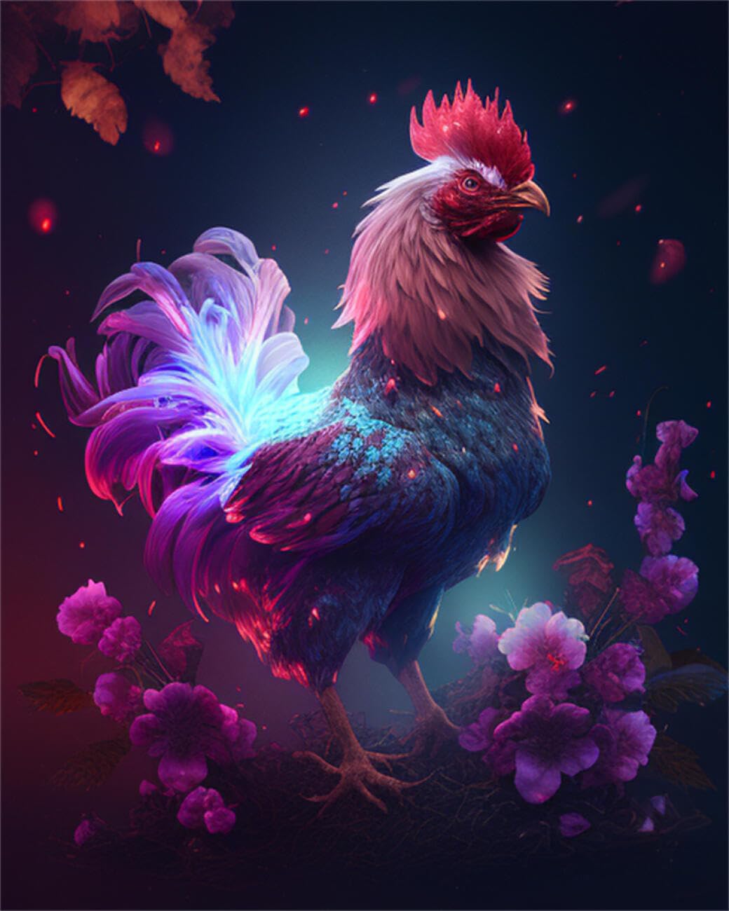 RKFLGEW DIY Bead Embroidery Kits Colorful Chicken 30x40cm