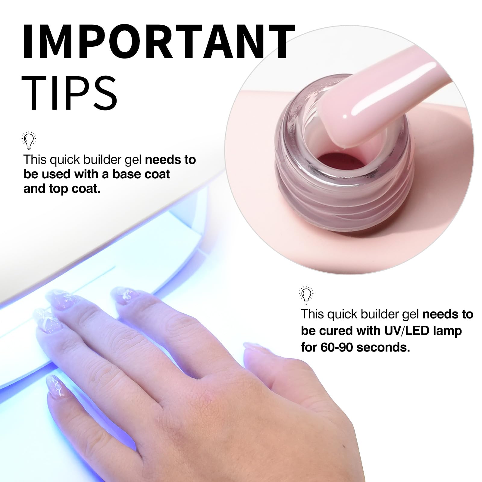 CANNI Gel Construction Ongle UV Quick Builder Gel natur couleur Rose doux Soft Pink Vernis Gel UV Semi Permanent pour Réparation de Manucure Kit Manucure Nail Extension