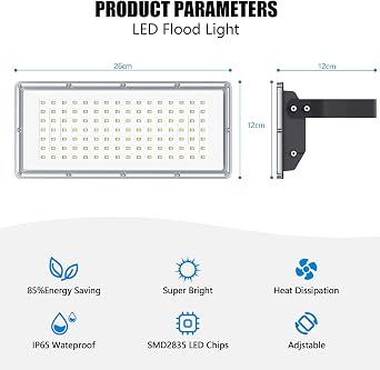200W LED Stadium Lights Outdoor 2 Piece, Flood Lights Outdoor 20000LM 6500K Cool White IP66 Waterproof for Garden/Warehouse/Yard Lighting
