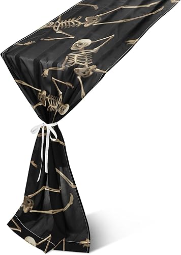Halloween Dancing Skeletons Table Runner Autumn Table Runner for Dining Table Decor Halloween Table Runner 120 Inches Long disponible en Yaxa Peru