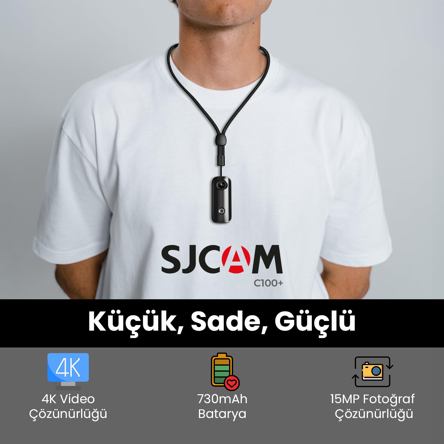 SJCAM C100+ 4K UHD Mini Cámara de Acción 4K 30FPS 15MP Pequeña y Portátil 115º con Ángulo de Visión Protección Carcasa Hasta 30 Metros Buceo WIFI 2.4GHz Deportes Uso Amarillo
