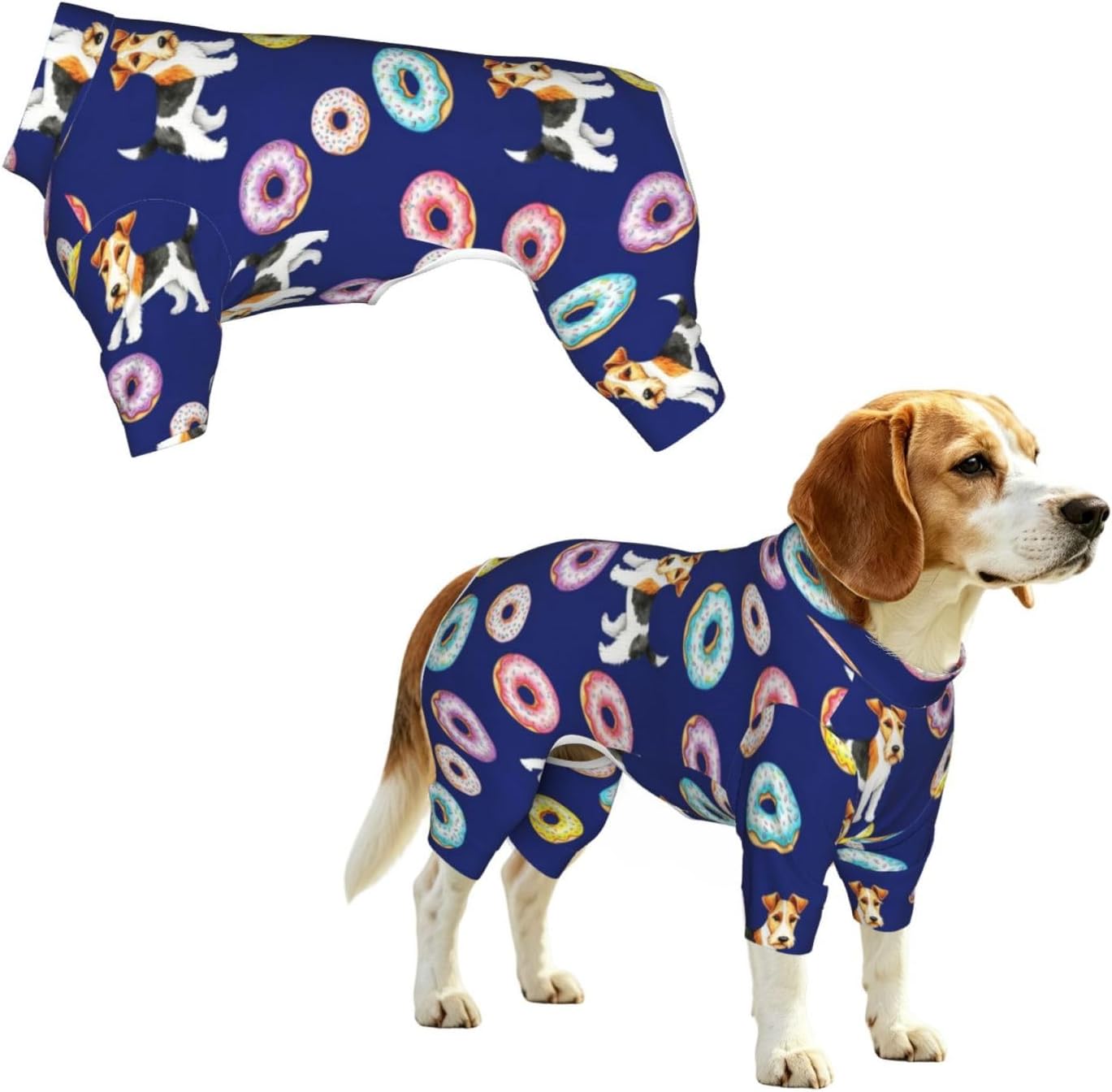 Dog Pajamas Surgery Recovery Pet Pjs (Wire Fox Terrier Donut)