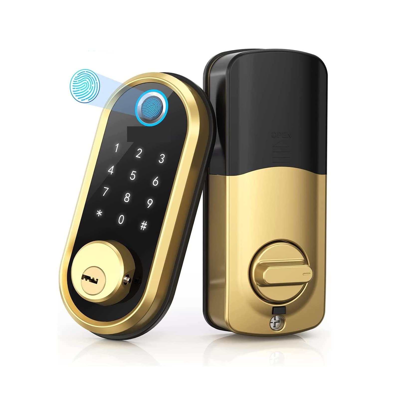 Serratura for porta intelligente Serrature biometriche for impronte digitali Entrata senza chiave elettronica for con tastiera a cifre frontali for cassaforte for ufficio domestico(Noir)