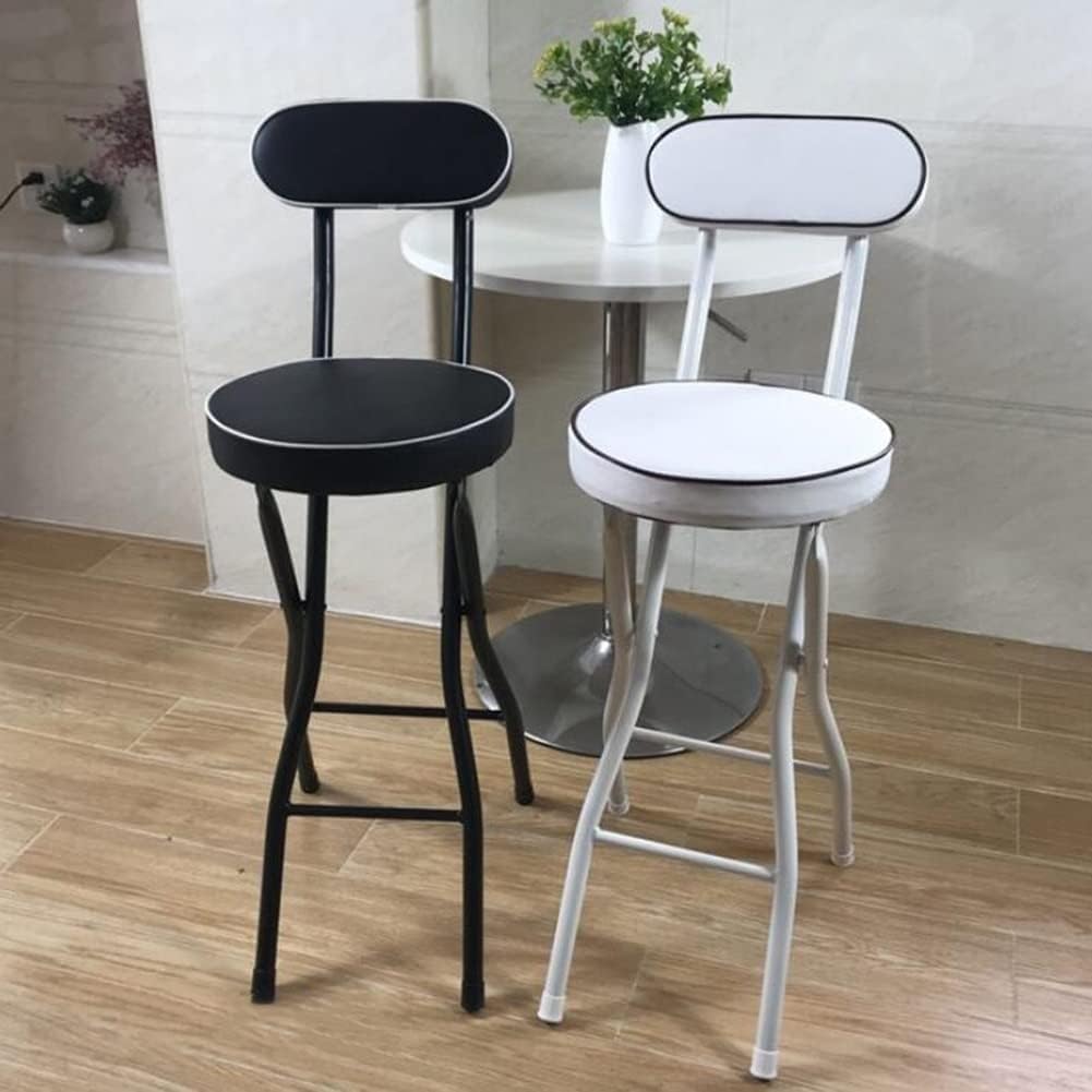 Portable Padded Folding Bar Stool for Adults High Chair Seat with 150kg Load Capacity 24inch/60cm(Black,26inch/65cm)