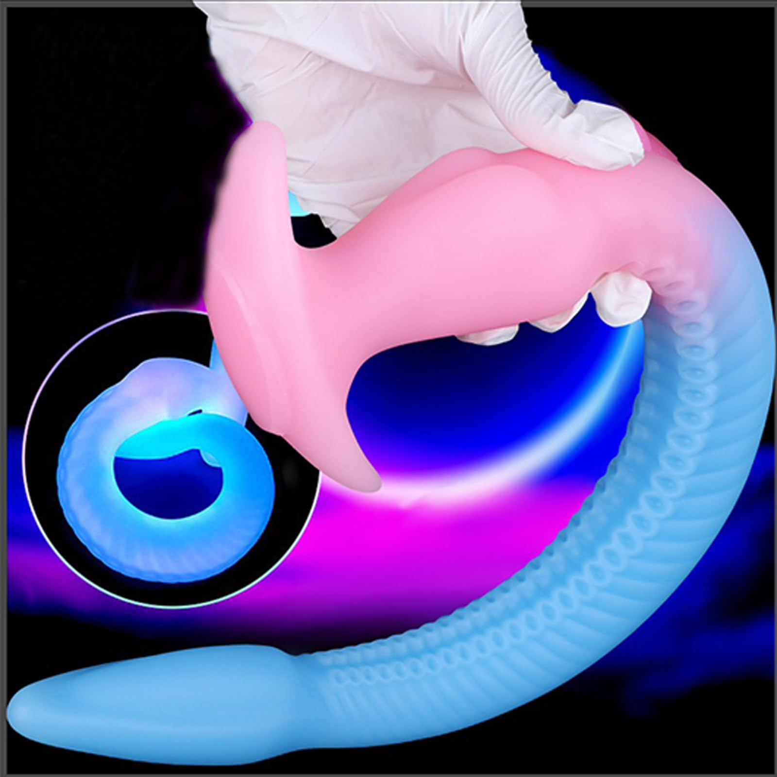 AMAZBEE Consolador Anal de Silicona Tentáculo Consolador Pulpo xxl Extra Largo con Base Estimulante Anal Plug Anal Suave Juguete Sexual Parejas Sexo Extremo (Purple-L)