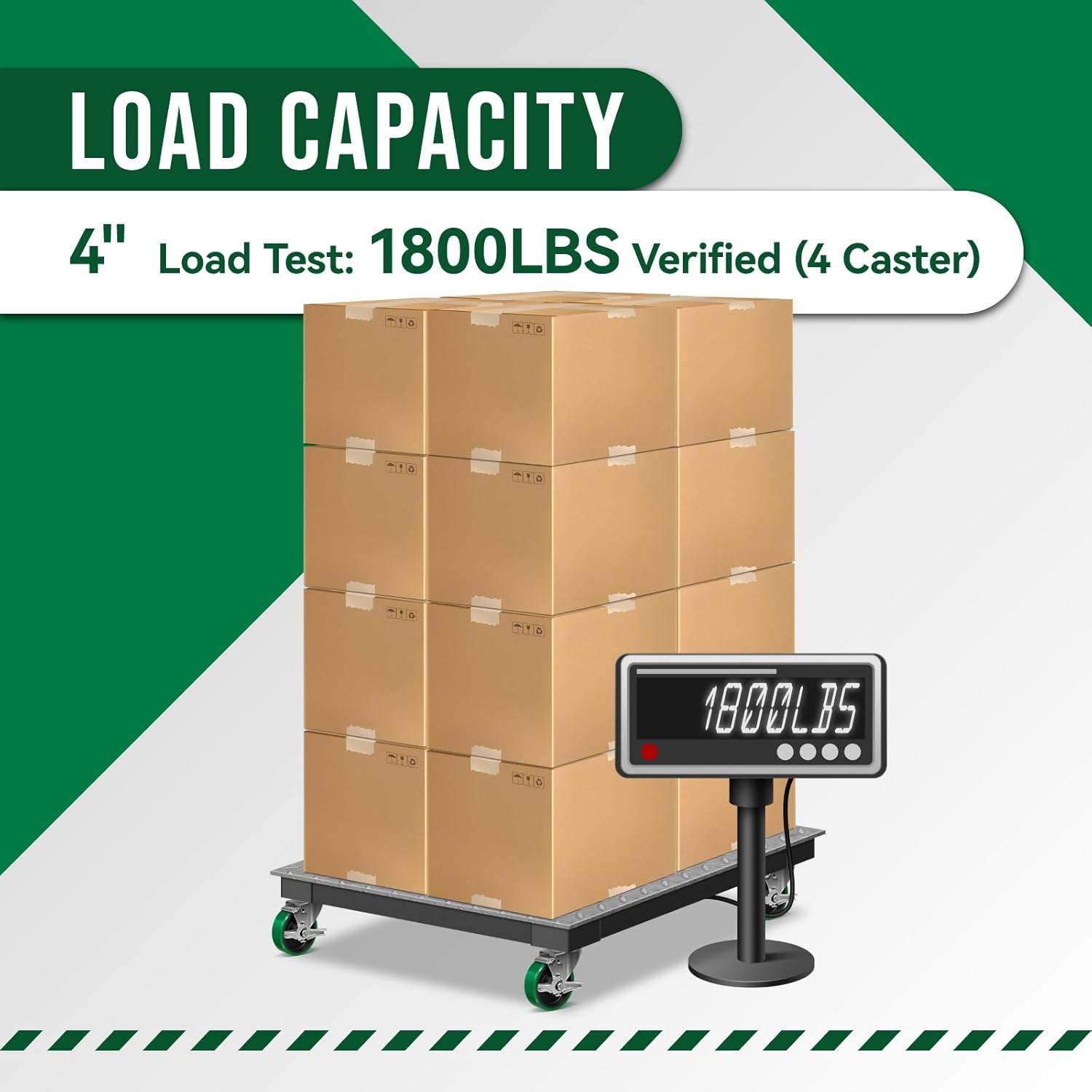 4 Inch Caster Wheels, Polyurethane on Steel Wheel, Heavy Duty Casters Set of 4 with Load 1800lbs Capacity- Use for Cart, Toolboxes (2 Brake & 2 Swivel)