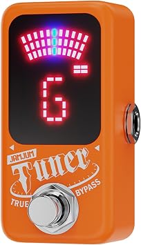 Tuner Pedal, Deluxe Chromatic Guitar Tuner Pedal for Electric Guitar and Bass, LED Silent Tuning with True Bypass, Millisecond Response & 1 Cent Accuracy USB/DC Powered for Noise-Free Orange
