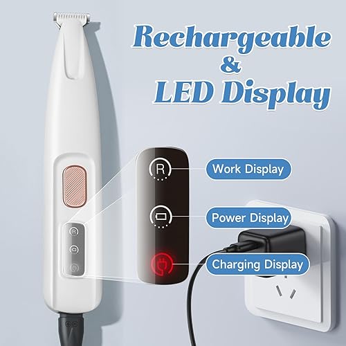 Miniatura 5 de Recortadora eléctrica de patas de perro mejorada, recortadora de patas de mascotas con luz LED, impermeable, cortapelos para pies de mascotas,